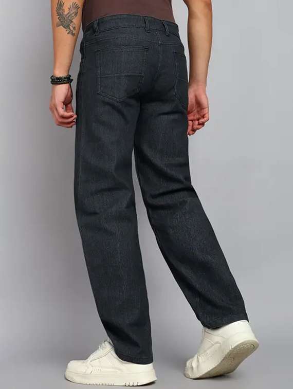 men plain mid rise full length straight jeans - 22528142 -  Standard Image - 3