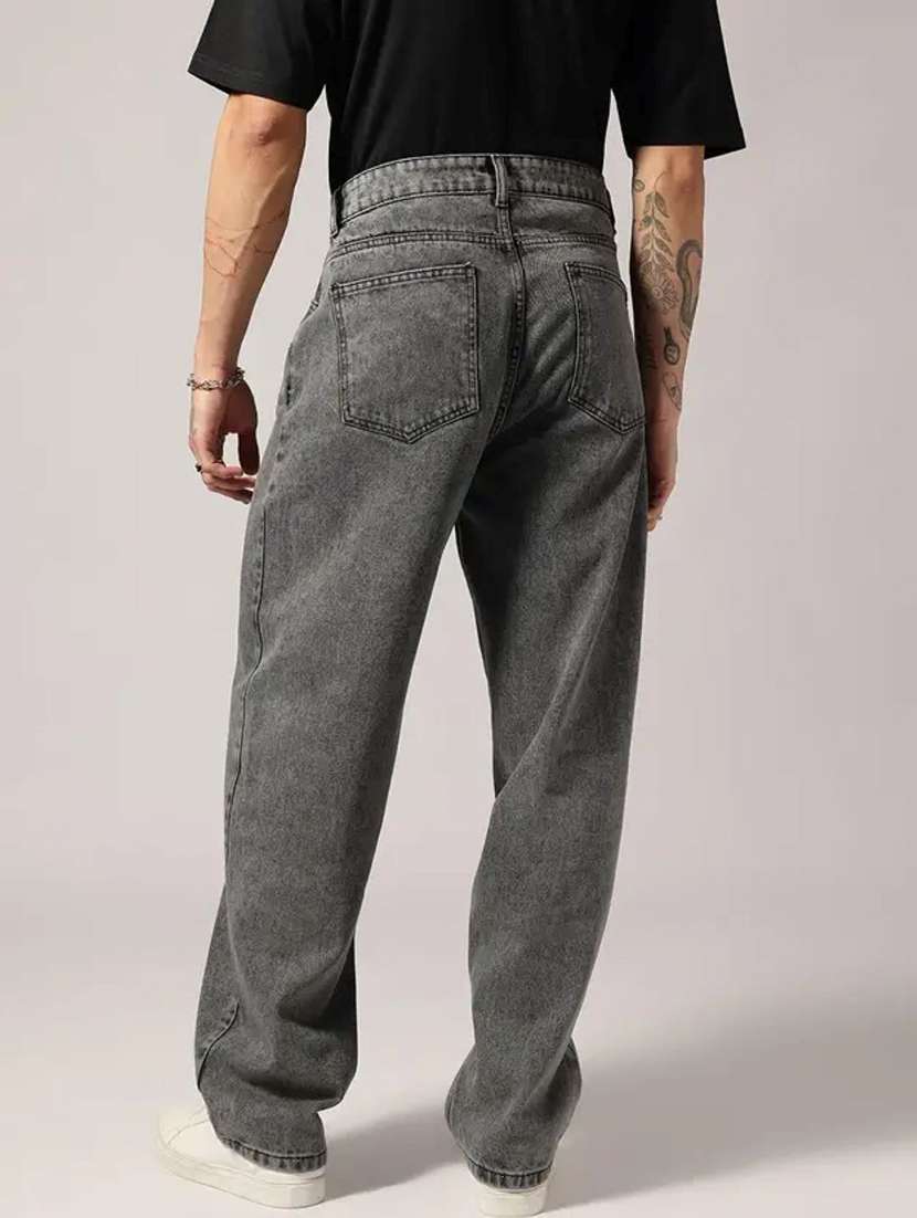 men plain mid rise full length baggy jeans - 22528180 -  Standard Image - 3