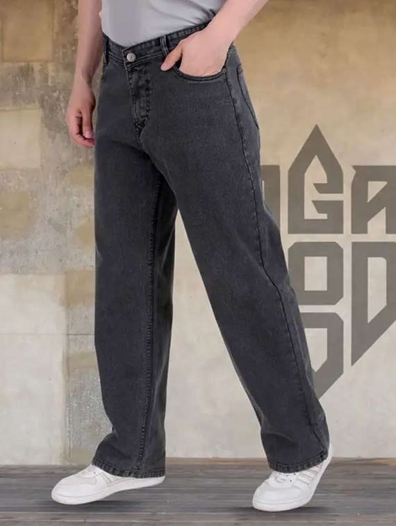 men plain mid rise full length relaxed fit jeans