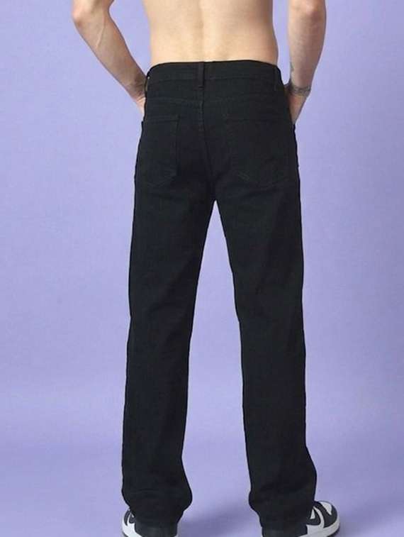 men plain mid rise full length straight jeans - 22528265 -  Standard Image - 3