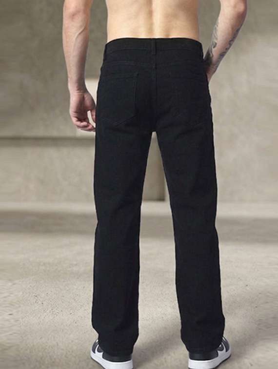 men plain mid rise full length straight jeans - 22528270 -  Standard Image - 3