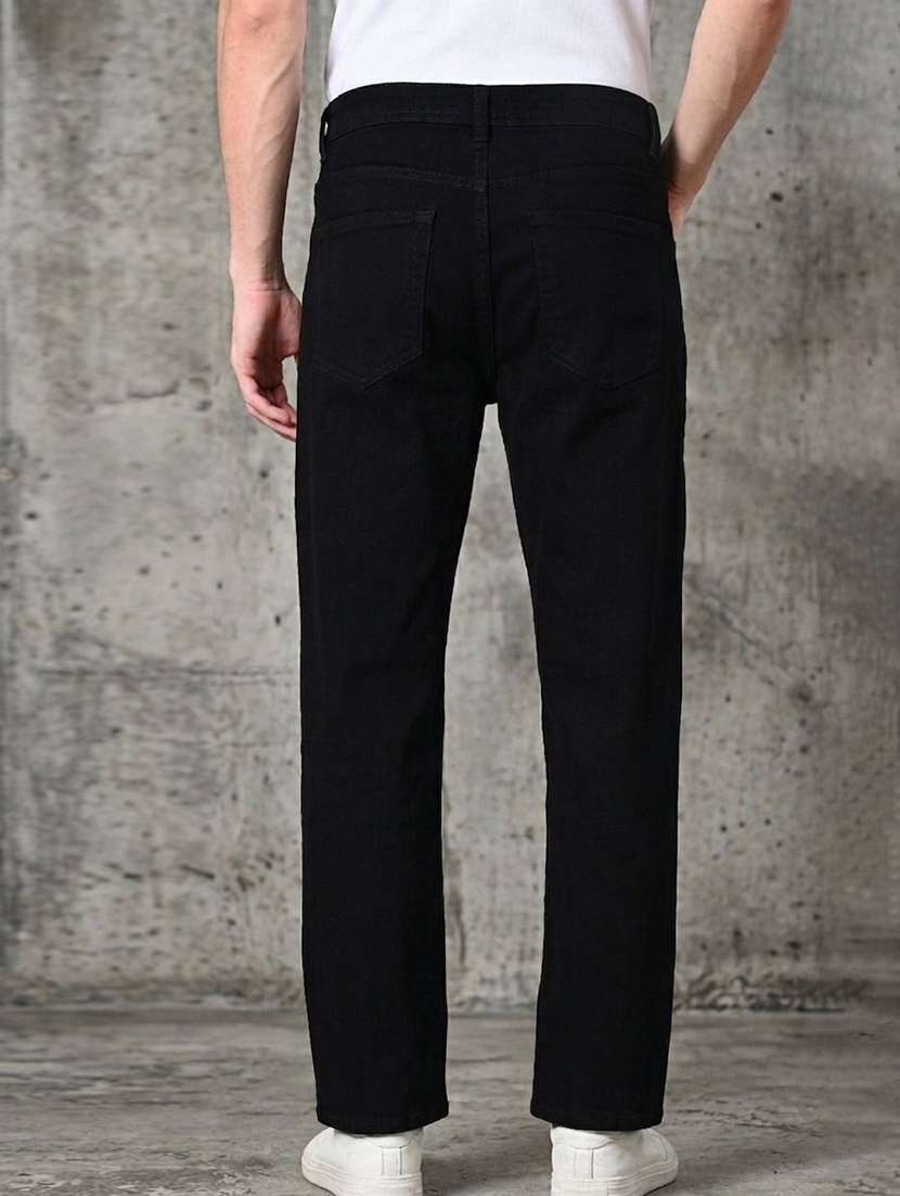 men plain mid rise full length straight jeans - 22528272 -  Standard Image - 3