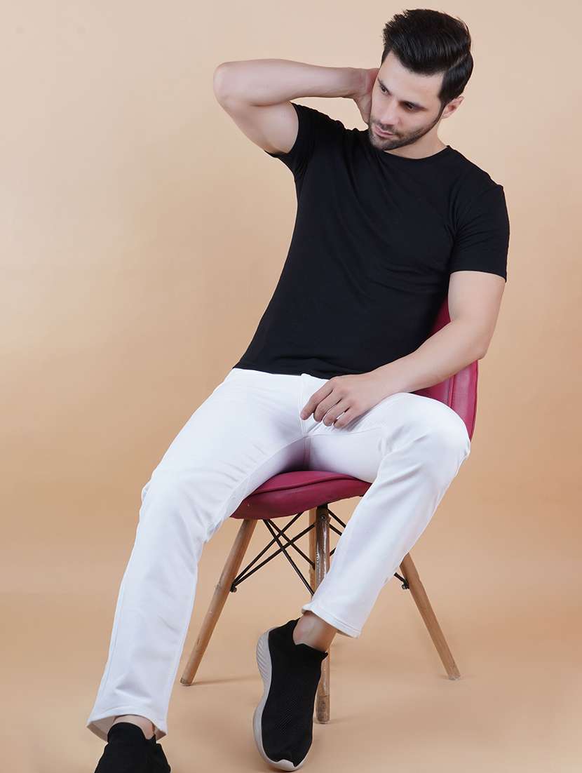 men plain mid rise full length slim fit jeans - 22528322 -  Standard Image - 3