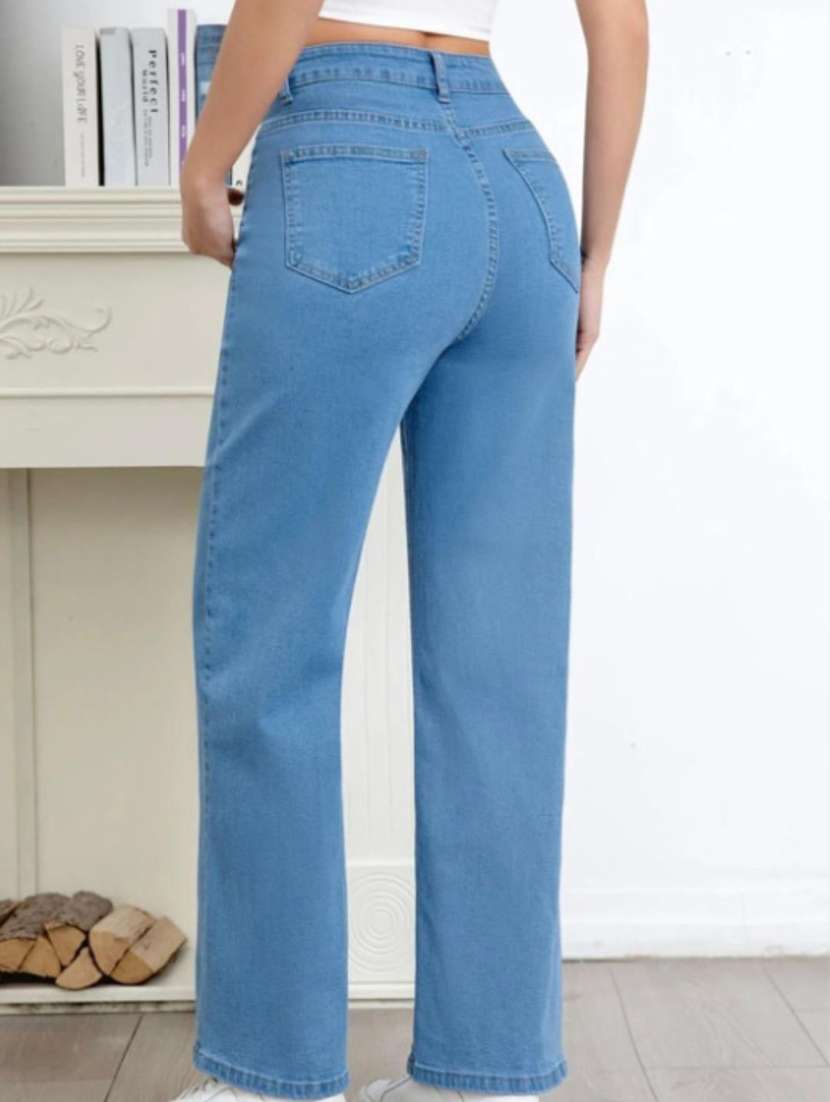 women solid mid rise straight fit jeans - 22528362 -  Standard Image - 3