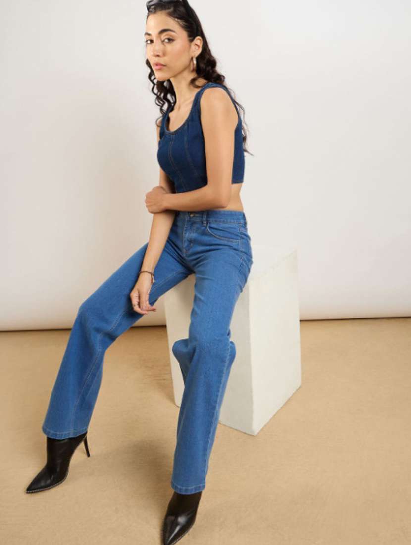 women solid mid rise straight fit jeans - 22528366 -  Standard Image - 3