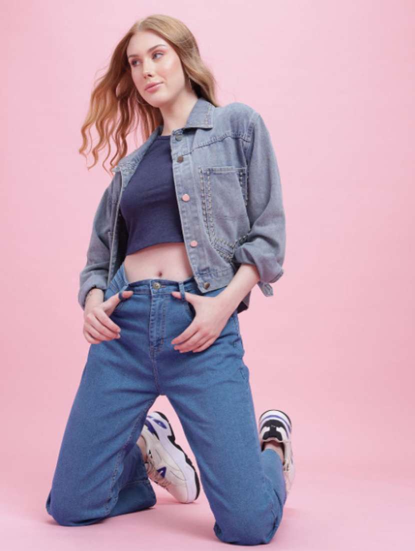 women solid mid rise straight fit jeans - 22528371 -  Standard Image - 5