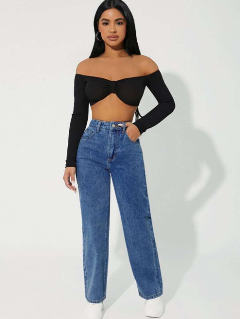 women washed mid rise straight fit jeans - 22528386 -  Standard Image - 3