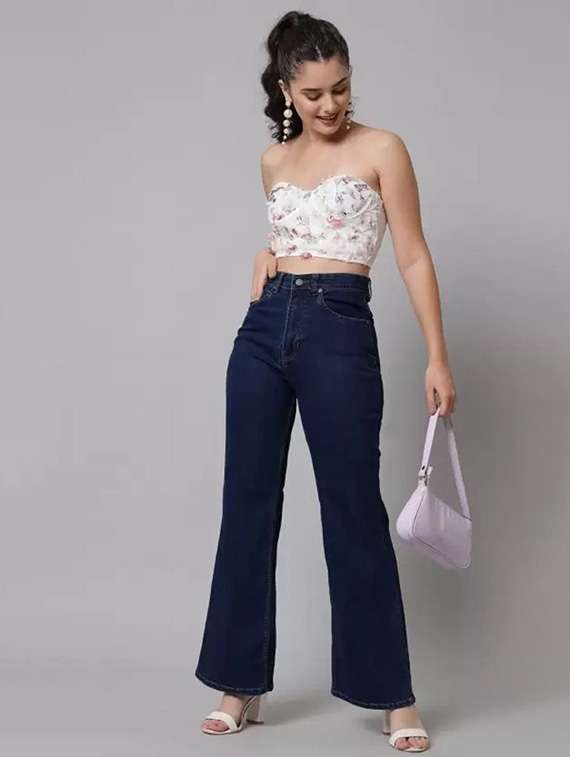 women solid high rise bootcut jeans - 22528408 -  Standard Image - 3