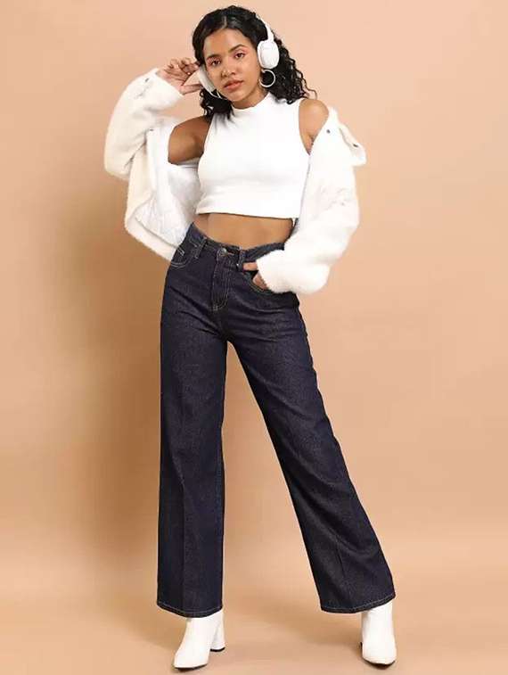 women solid mid rise straight fit jeans - 22528459 -  Standard Image - 3