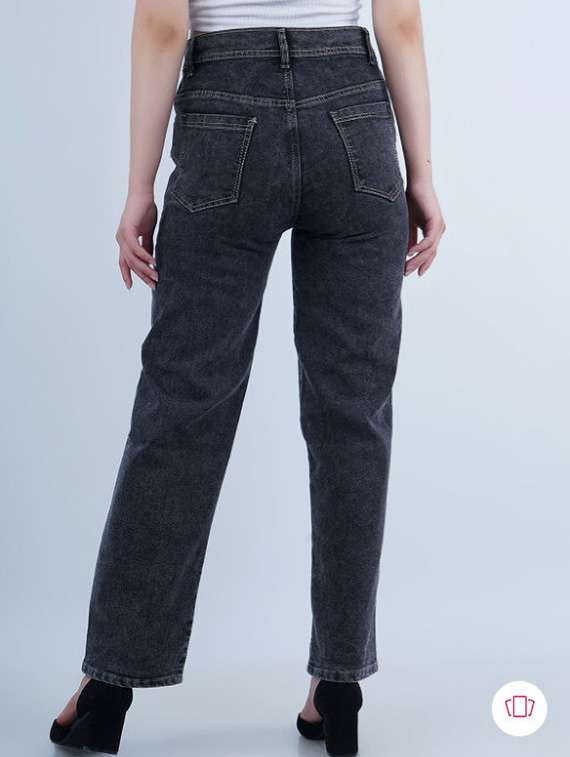 women washed mid rise straight fit jeans - 22528600 -  Standard Image - 3
