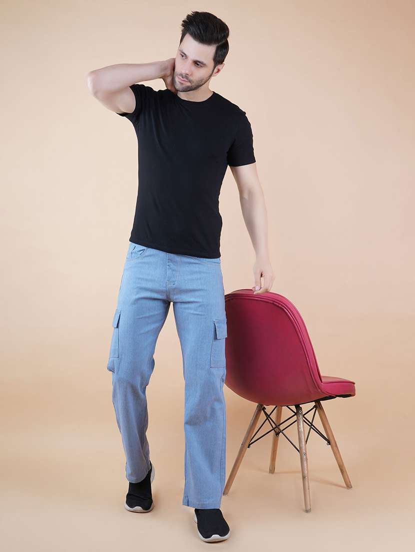 men solid mid rise regular fit cargo  - 22528613 -  Standard Image - 3