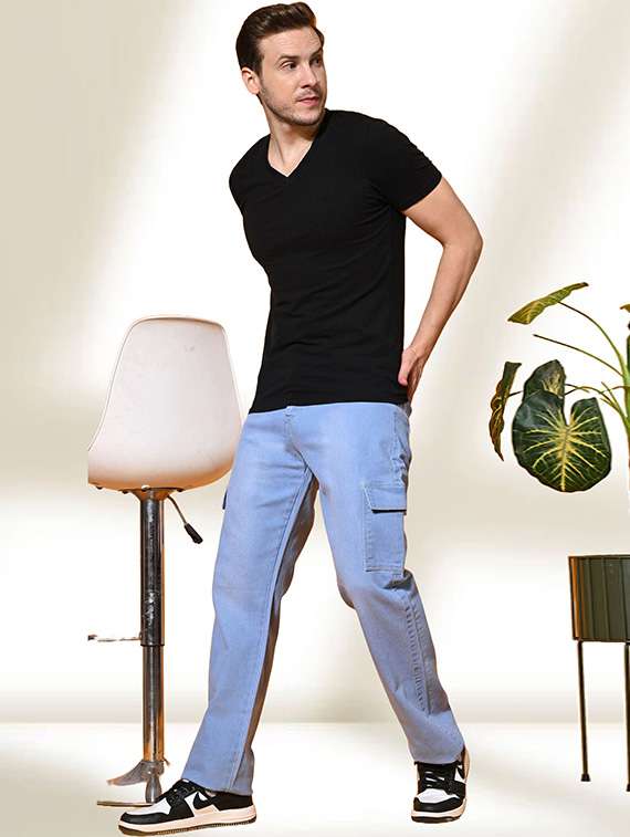 men washed mid rise regular fit cargo  - 22528623 -  Standard Image - 3