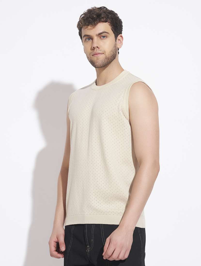 Men Self Design Sleeveless Vest - 22528638 -  Standard Image - 3