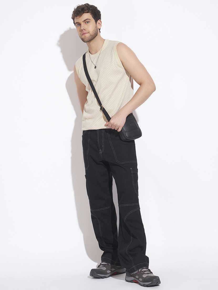 Men Self Design Sleeveless Vest - 22528638 -  Standard Image - 5