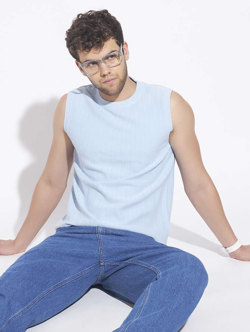 men self design sleeveless vest