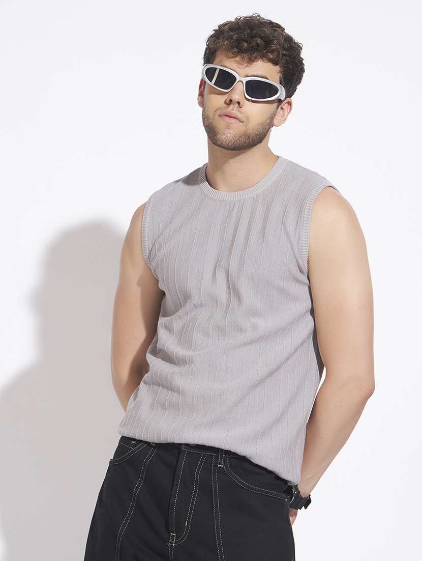 men self design sleeveless vest