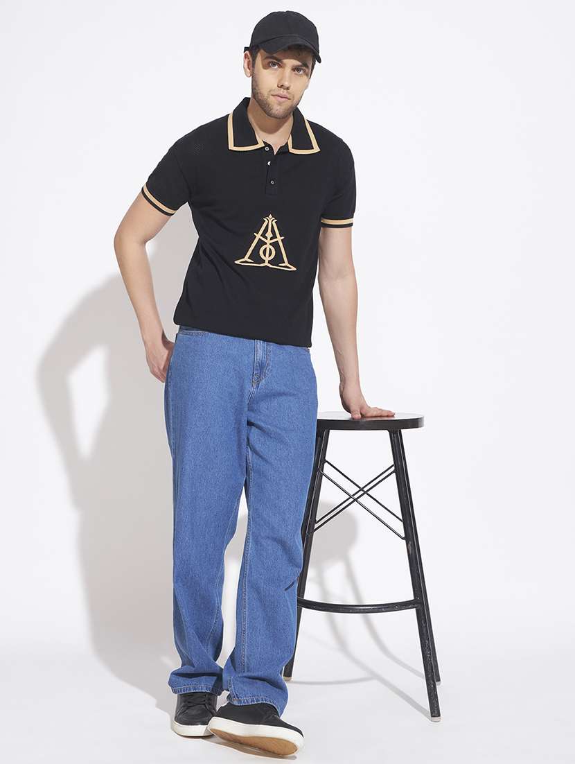 Men Self Design Short Sleeve Regular Fit Polo T-shirt - 22528668 -  Standard Image - 5