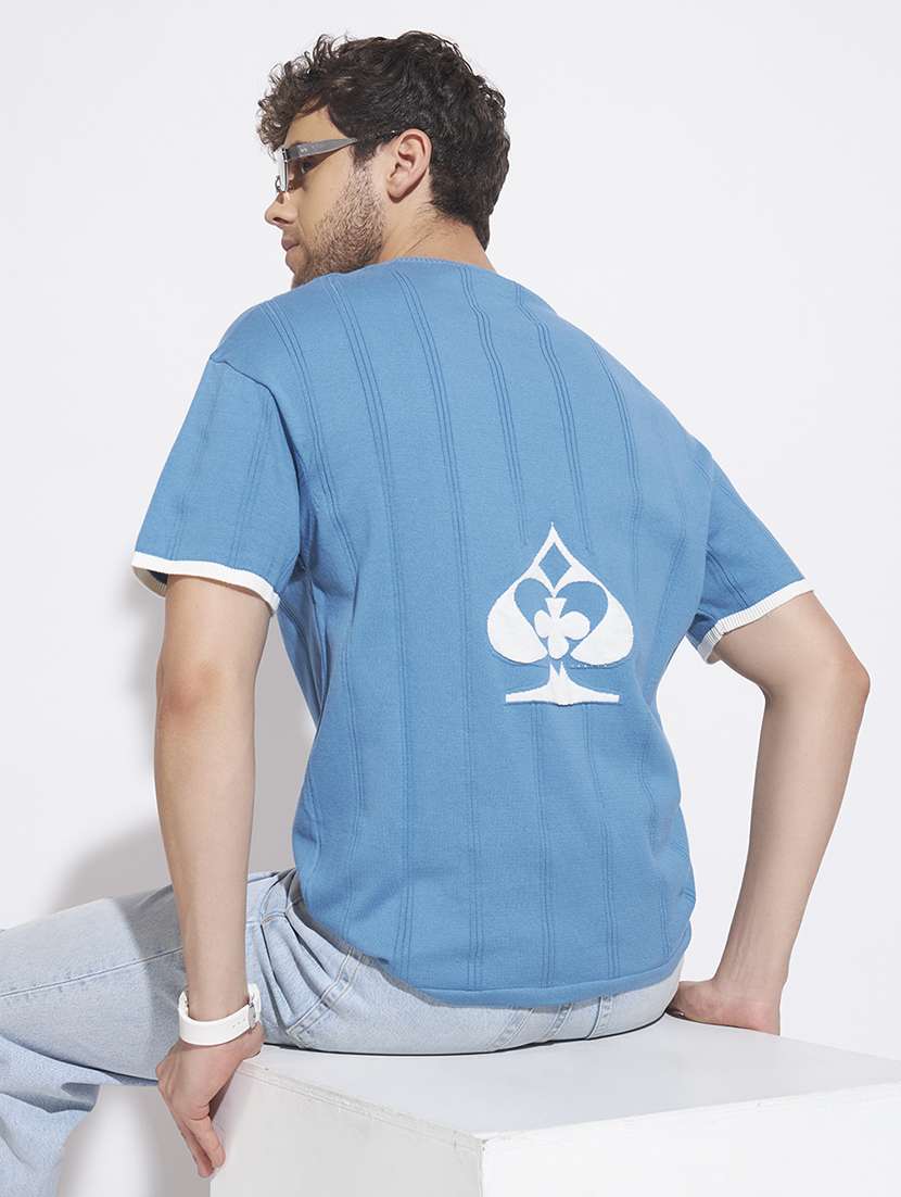 men self design short sleeve regular fit t-shirt
