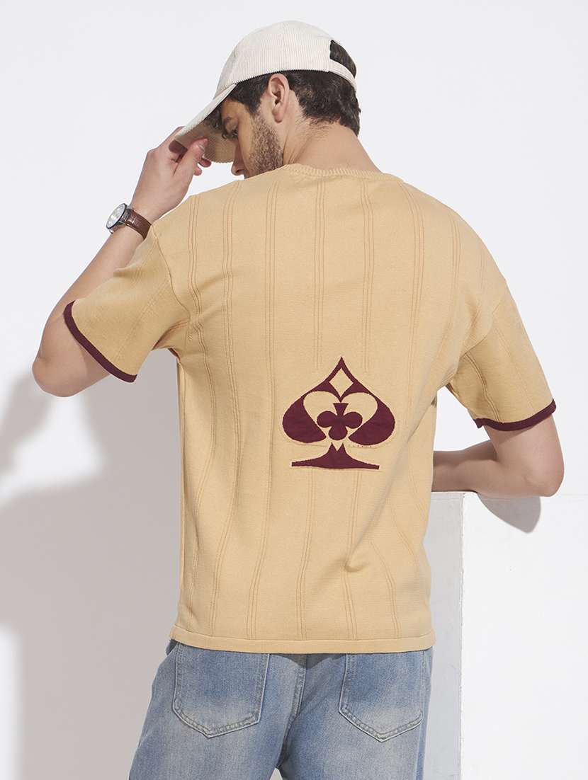 men self design short sleeve regular fit t-shirt