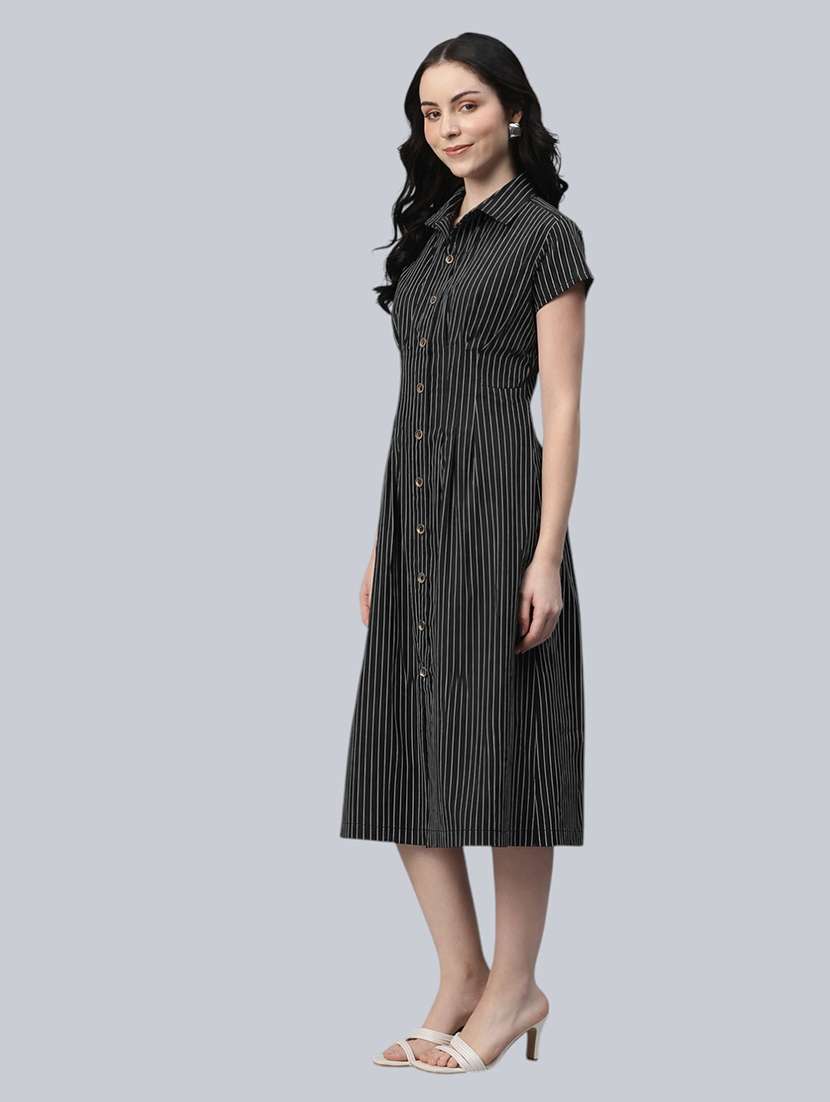 women printed short sleeves sleeves shirt dress - 22528678 -  Standard Image - 3