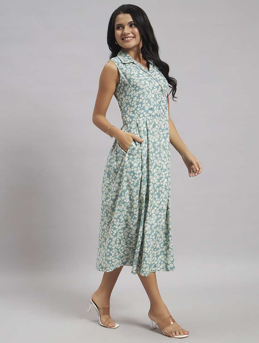 women printed sleeveless fit and flare dress - 22528682 -  Standard Image - 3