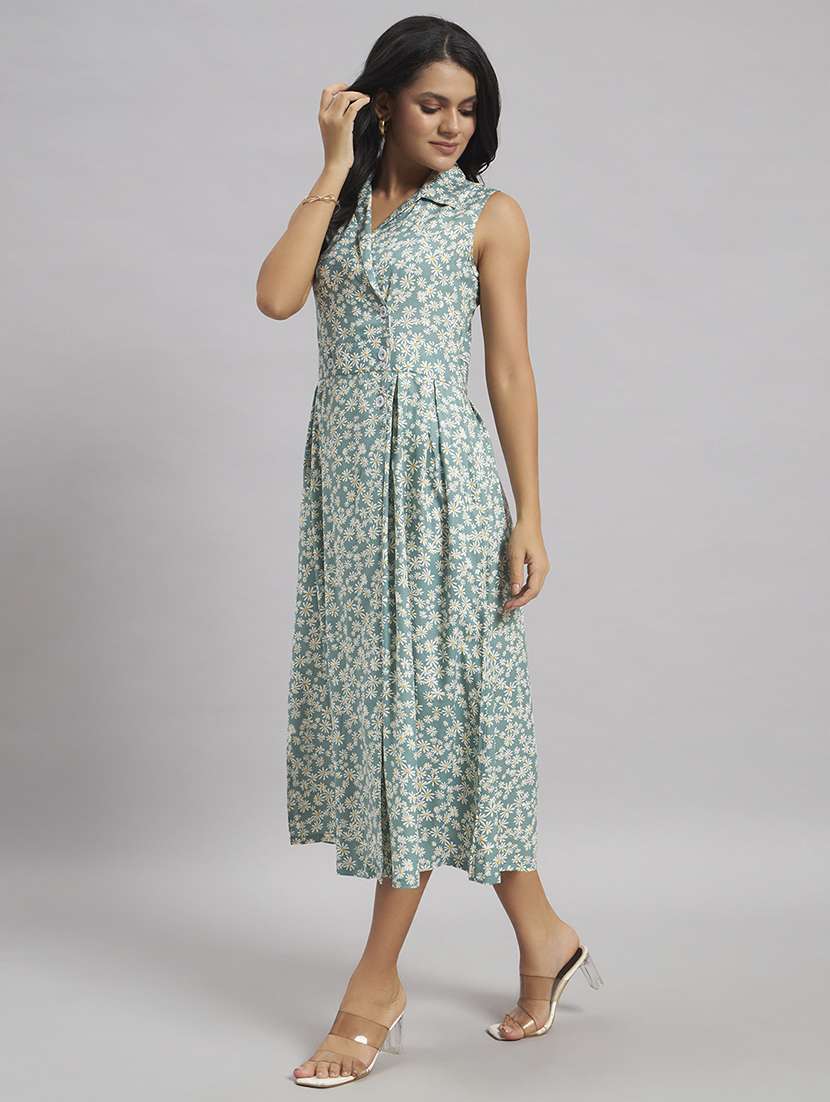 women printed sleeveless fit and flare dress - 22528682 -  Standard Image - 5