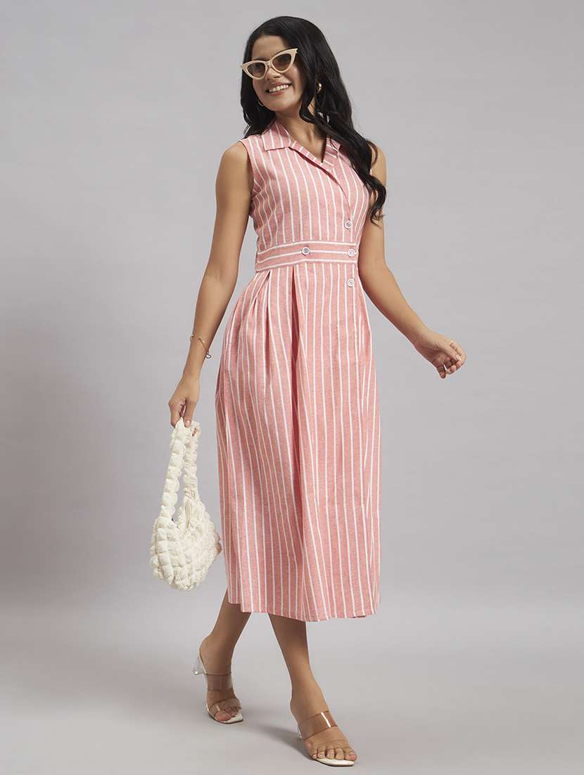 women printed sleeveless fit and flare dress