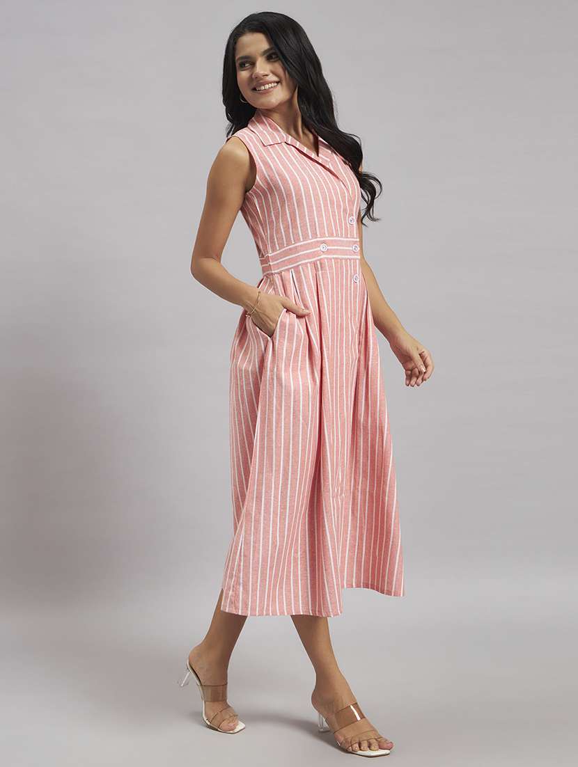 women printed sleeveless fit and flare dress - 22528683 -  Standard Image - 5