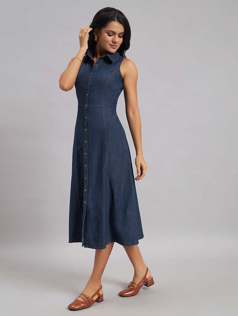 women solid sleeveless a-line dress - 22528685 -  Standard Image - 5