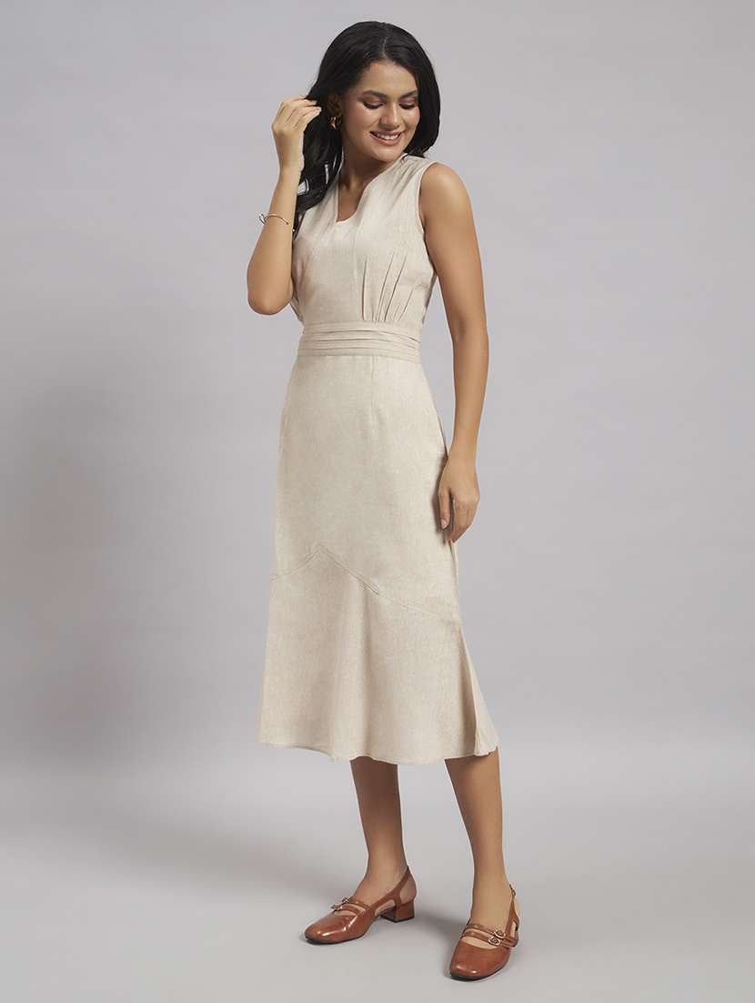 women solid sleeveless a-line dress - 22528686 -  Standard Image - 3