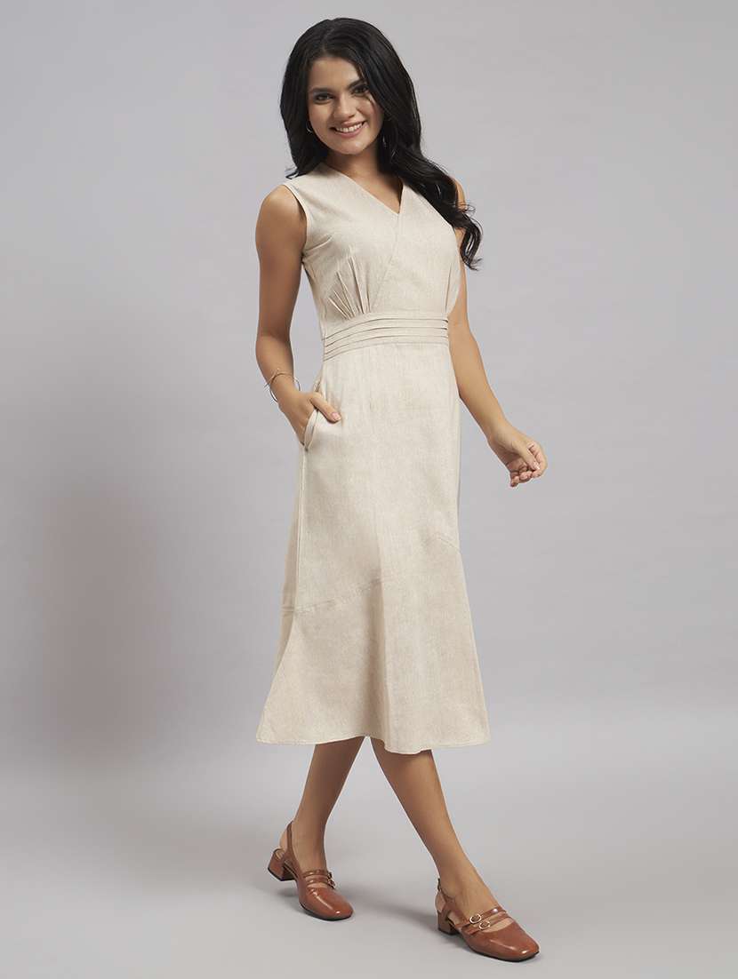 women solid sleeveless a-line dress - 22528686 -  Standard Image - 5