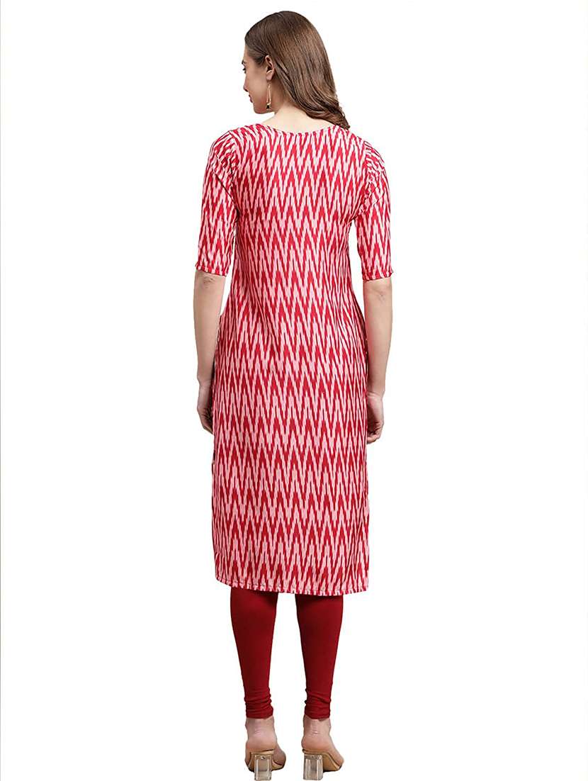 women printed short sleeves straight kurta - 22528729 -  Standard Image - 3