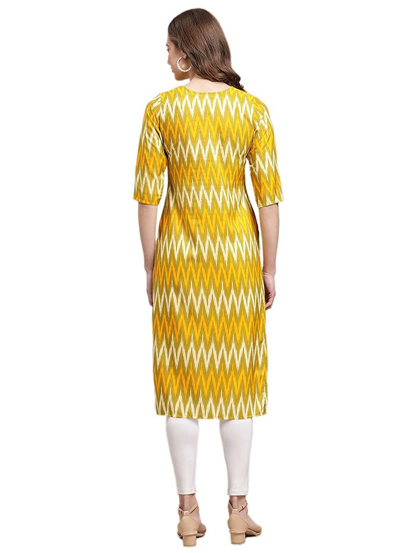 women printed short sleeves straight kurta - 22528730 -  Standard Image - 3