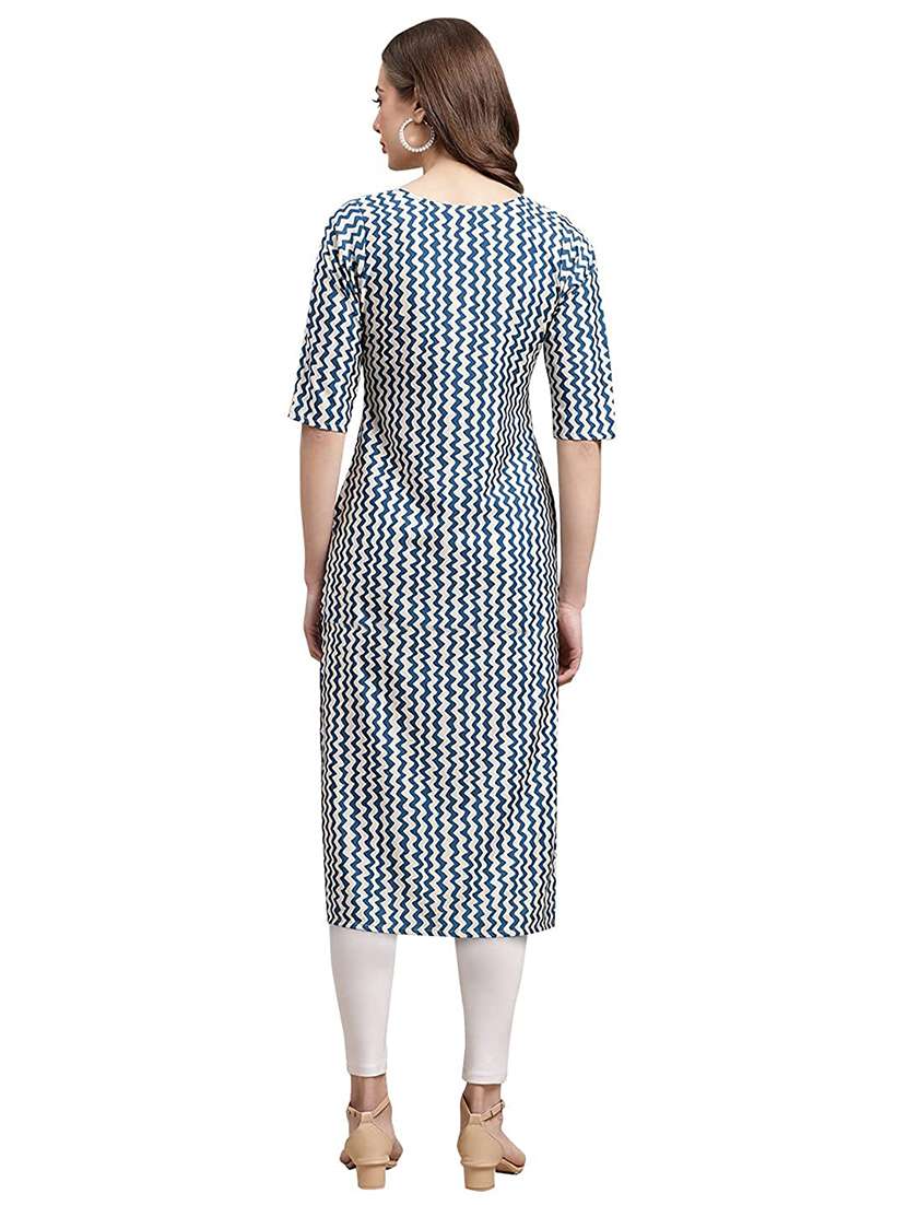 women printed short sleeves straight kurta - 22528735 -  Standard Image - 3