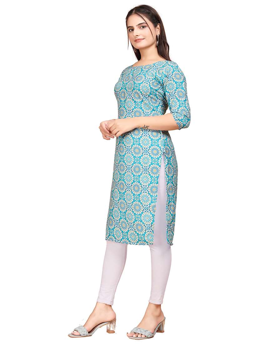 women printed three quarter sleeves straight kurta - 22528753 -  Standard Image - 5