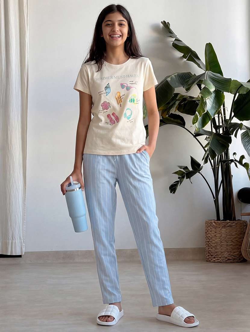girls printed short sleeves top and pyjama set