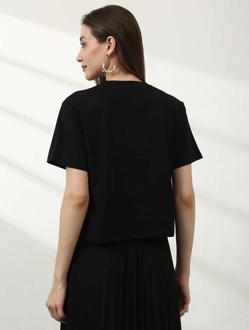 Women Embroidered Short Sleeves Crop T-shirt - 22528879 -  Standard Image - 3