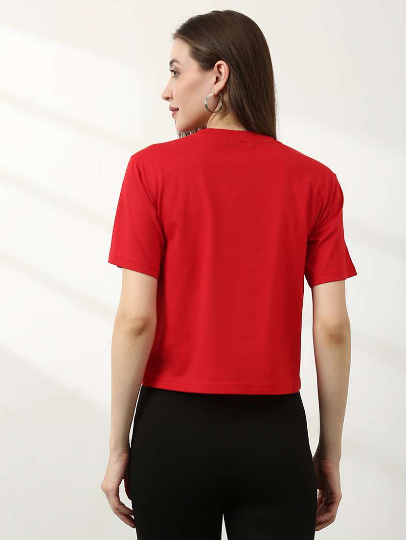 Women Placement Printed Short Sleeves Crop T-shirt - 22528881 -  Standard Image - 3