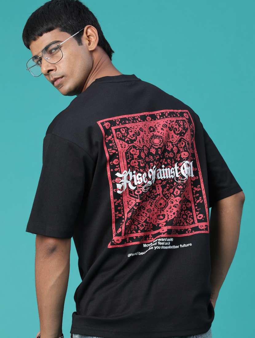 black cotton back print tshirt