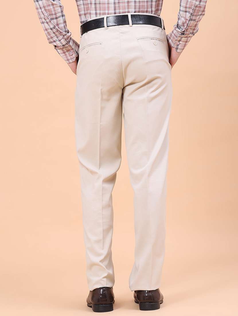 Men Solid Mid Rise Flat Front Formal Trouser - 22529646 -  Standard Image - 3