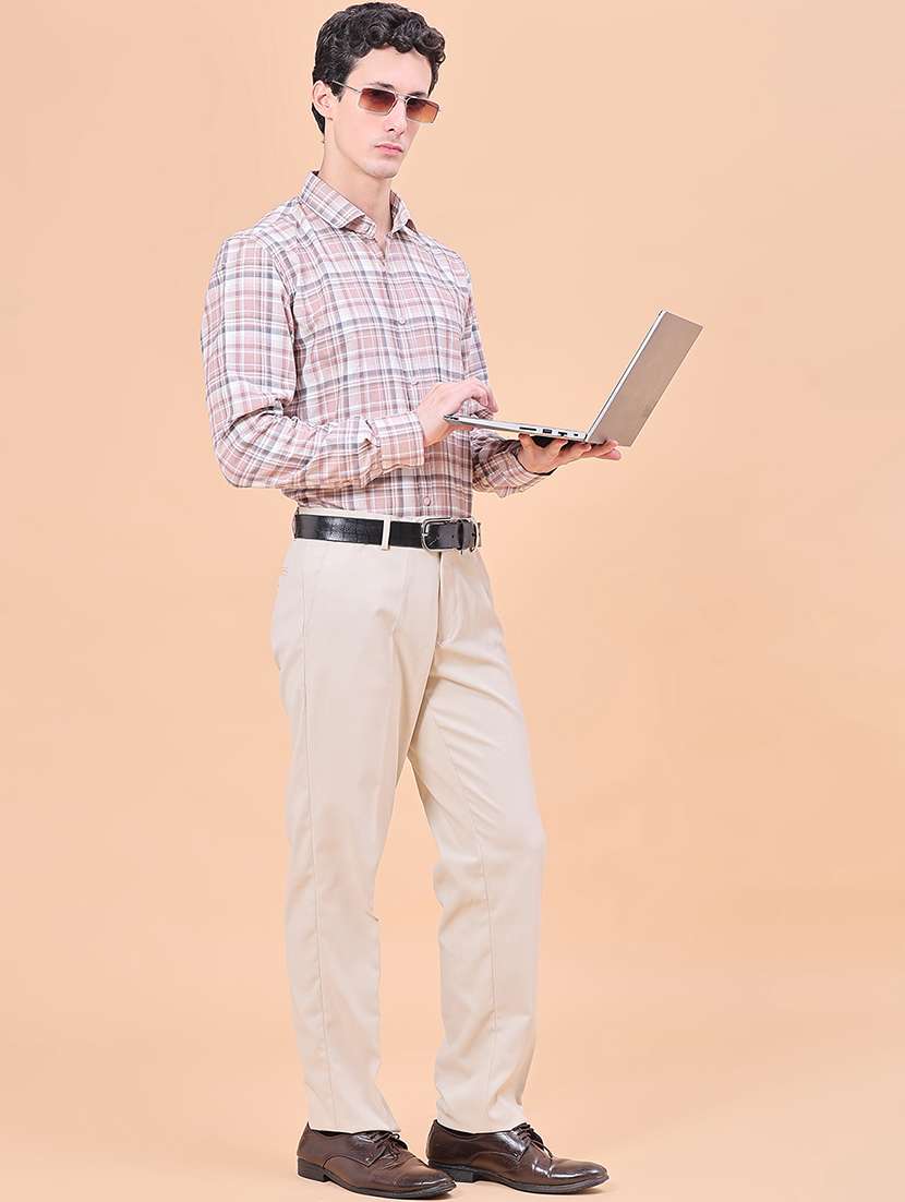 Men Solid Mid Rise Flat Front Formal Trouser - 22529646 -  Standard Image - 5