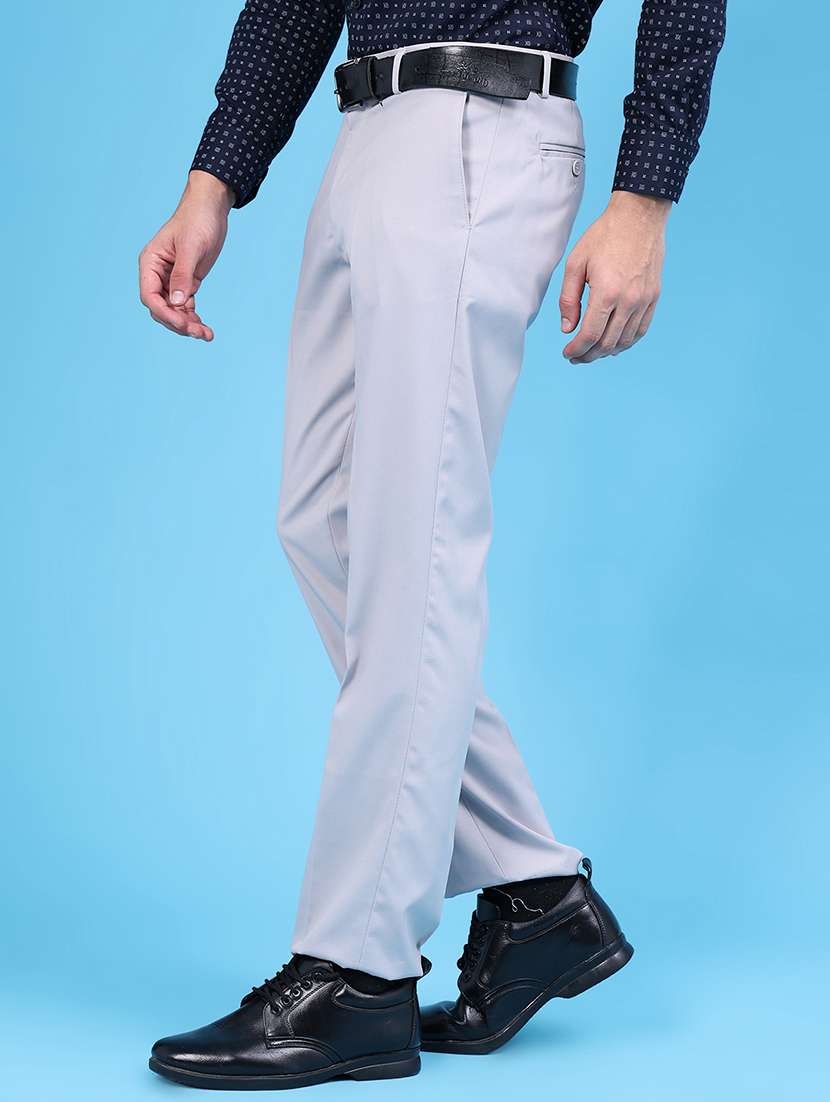 Men Solid Mid Rise Flat Front Formal Trouser - 22529648 -  Standard Image - 3