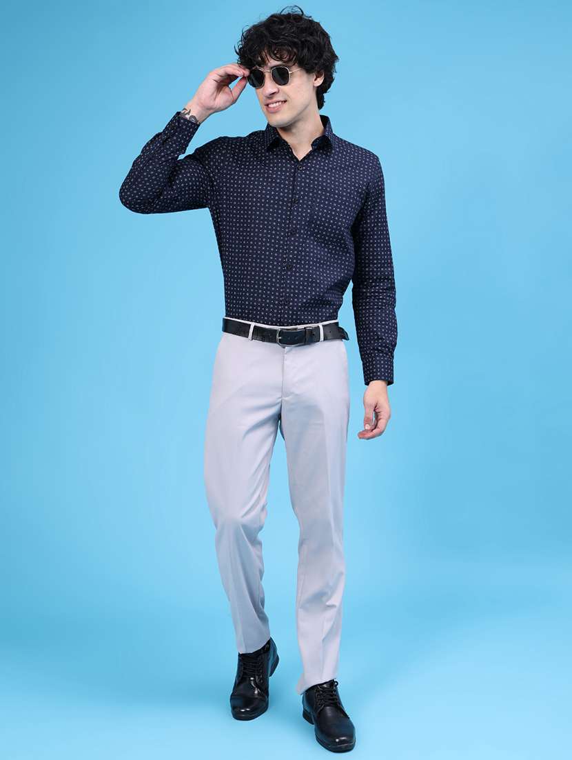 Men Solid Mid Rise Flat Front Formal Trouser - 22529648 -  Standard Image - 5