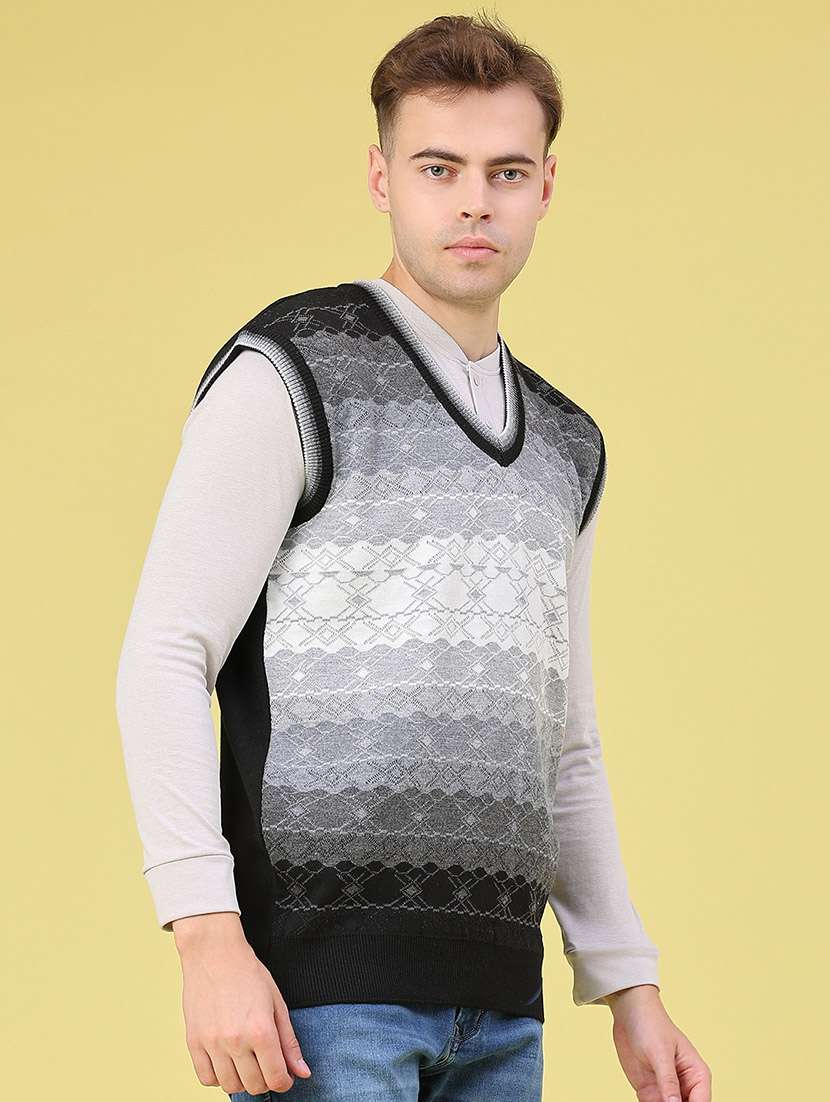 Men Self Design Sleeveless Pullover - 22529838 -  Standard Image - 3