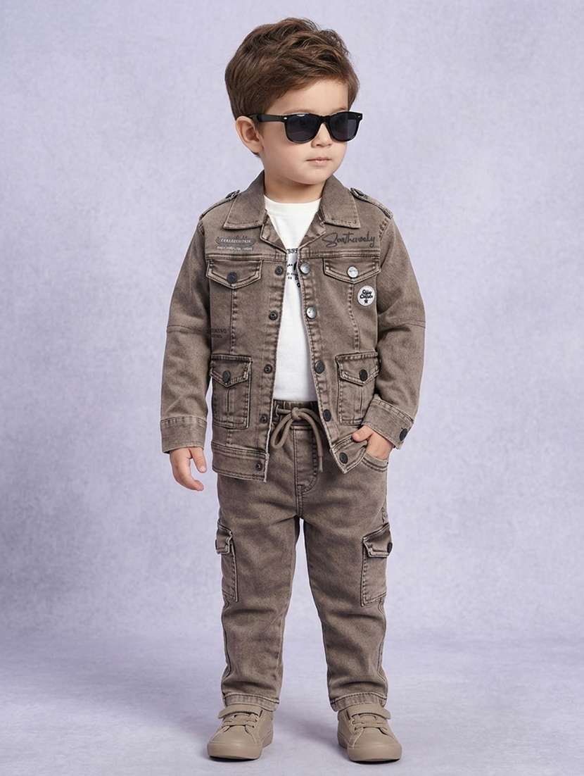 boys solid long sleeves full length set