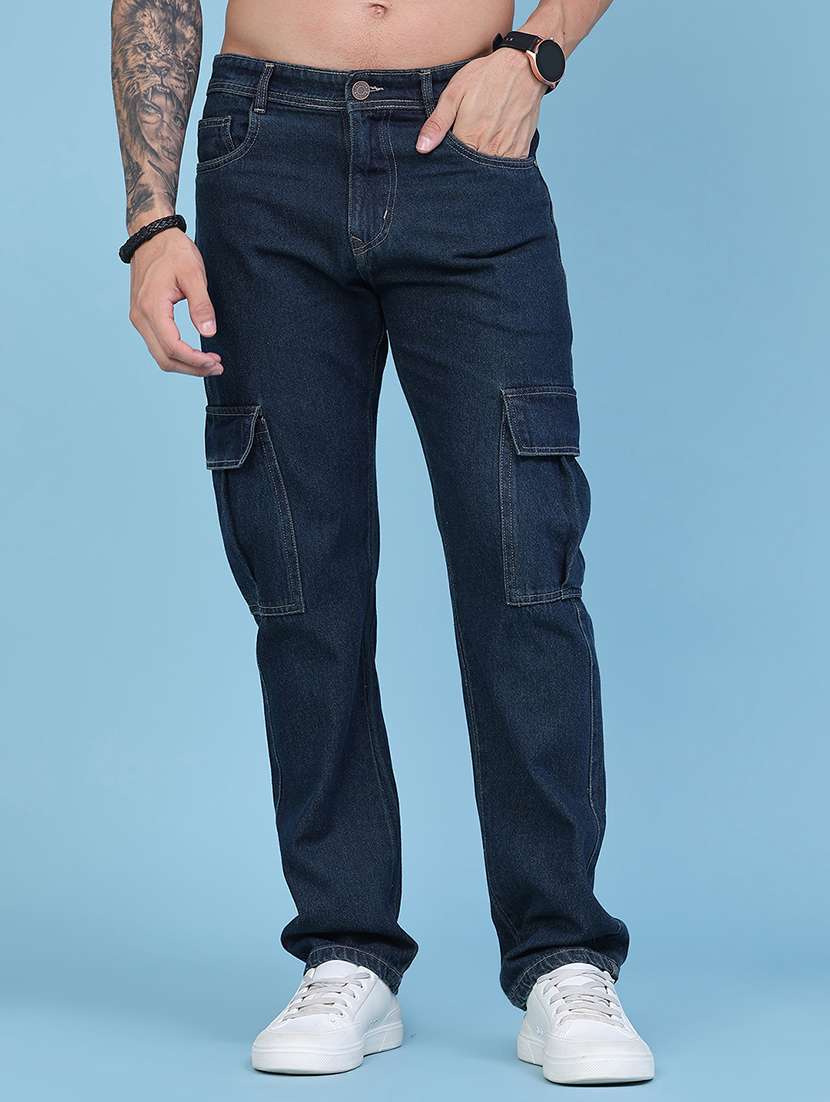 men solid mid rise regular fit cargo  - 22530121 -  Standard Image - 3