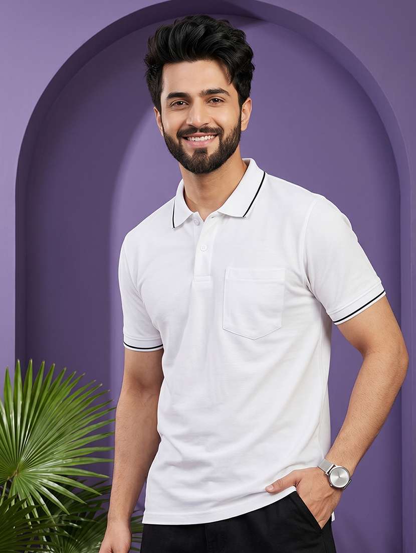 men solid short sleeve regular fit polo t-shirt