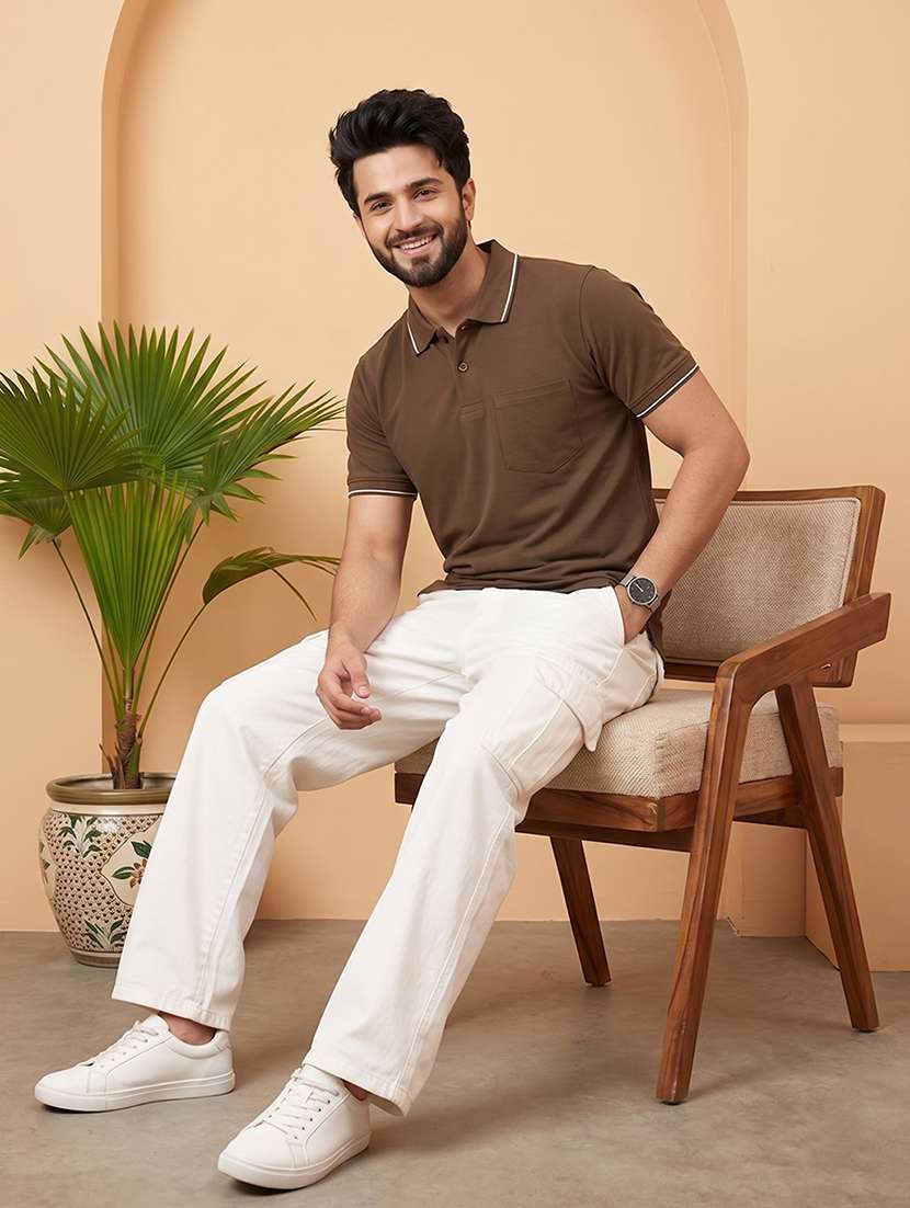 men solid short sleeve regular fit polo t-shirt - 22530134 -  Standard Image - 3