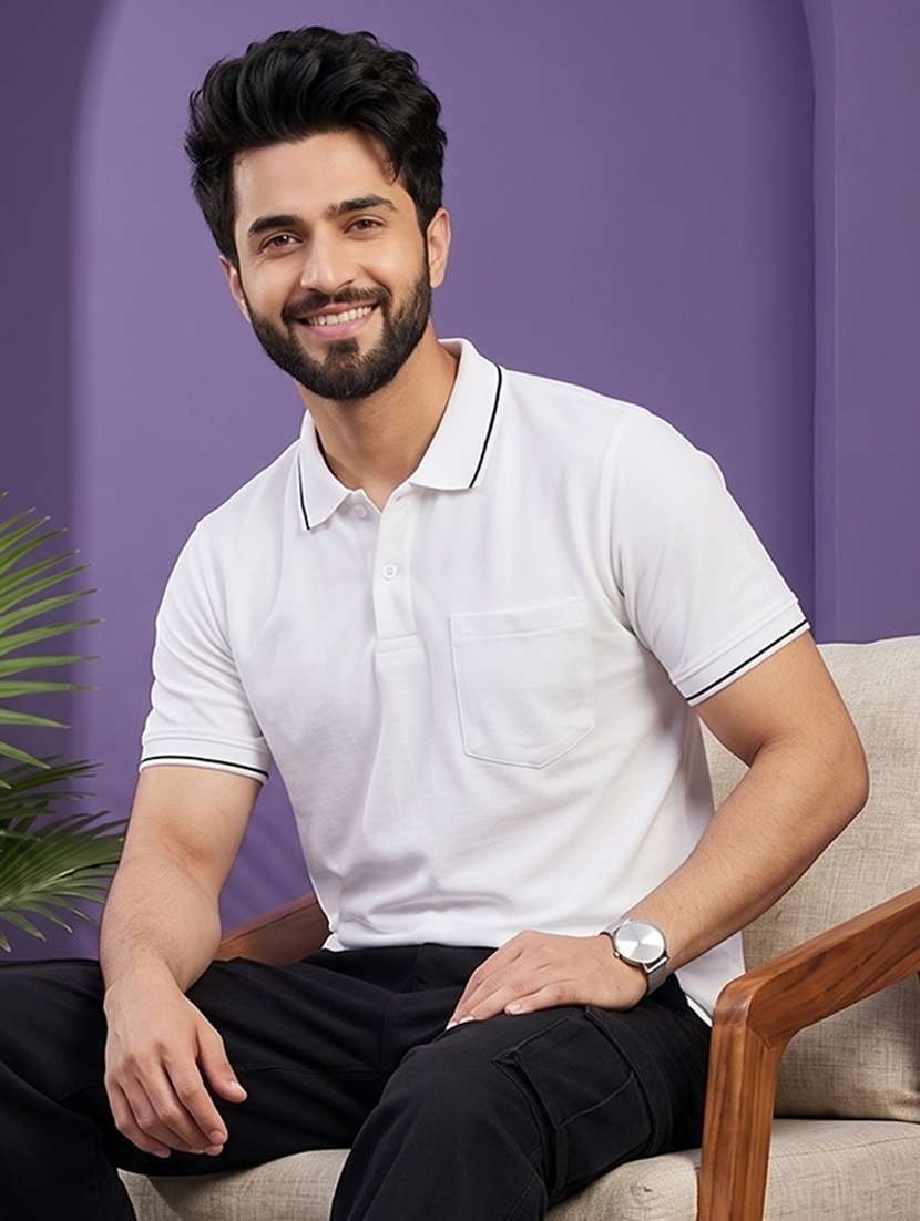 men solid short sleeve regular fit polo t-shirt