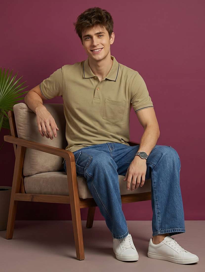men solid short sleeve regular fit polo t-shirt - 22530138 -  Standard Image - 3